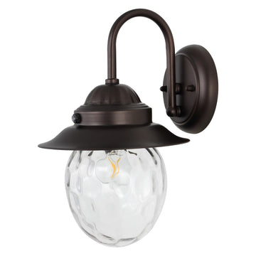 Rodanthe 8.25" Farmhouse Industrial Iron/Glass Outdoor LED Sconce - JONATHAN Y